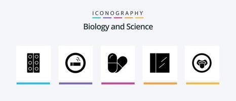 Biologie Glyphe 5 Icon Pack inklusive . Wissenschaft. Pille. Lippen. Biologie. kreatives Symboldesign vektor