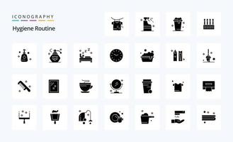 25 Hygieneroutine solides Glyphen-Icon-Pack vektor