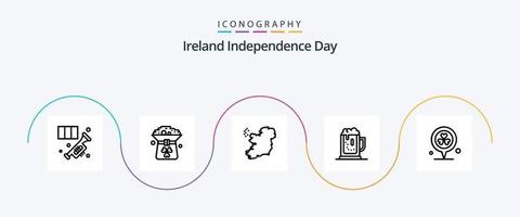 irland oberoende dag linje 5 ikon packa Inklusive burk. fira. hatt. öl. irland vektor