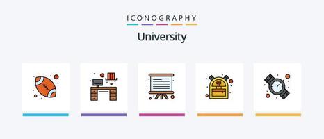 universitet linje fylld 5 ikon packa Inklusive styrelse. sport. guld. fotboll. amerikansk. kreativ ikoner design vektor