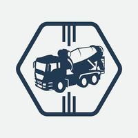 Beton LKW Symbol Leitung Konzept. Beton-LKW-Vektor lineare Abbildung, Symbol, Zeichen vektor