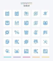 creative ux und ui 25 blaues Icon Pack wie Office. Geschäft. kreativ. Optionen. Kontrolle vektor