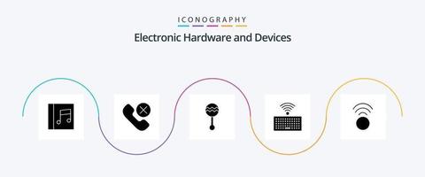 enheter glyf 5 ikon packa Inklusive signal. nycklar. audio. tangentbord. ljud vektor