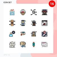 uppsättning av 16 modern ui ikoner symboler tecken för longboard affär data marknadsföra Lagra ansluta redigerbar kreativ vektor design element