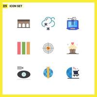 9 flaches Farbpaket der Benutzeroberfläche mit modernen Zeichen und Symbolen von Geschäftszielcomputer-Webdesign-Spalte editierbare Vektordesign-Elemente vektor