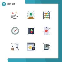 satz von 9 modernen ui-symbolen symbole zeichen für aufzugstür gps pflicht kompassnavigation editierbare vektordesignelemente vektor