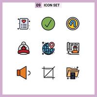 Stock Vector Icon Pack mit 9 Zeilenzeichen und Symbolen für Pin um die hintere Kanada-Kappe editierbare Vektordesign-Elemente