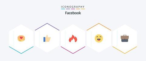 Facebook 25 platt ikon packa Inklusive fall. Lycklig. brand. leende . chatt vektor