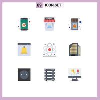 Stock Vector Icon Pack mit 9 Zeilen Zeichen und Symbolen für Atom Interface Box Browser Alarm editierbare Vektordesign-Elemente