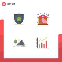 4 flaches Icon-Konzept für mobile Websites und Apps bestätigen landschaftlich sichere bearbeitbare Vektordesign-Elemente für Immobilienberge vektor