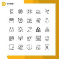 Aktienvektor-Icon-Pack mit 25 Zeilenzeichen und Symbolen für die Antwort hat globale Babykrankheiten editierbare Vektordesign-Elemente vektor