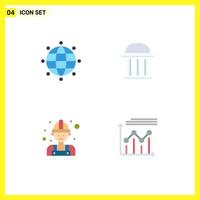 Aktienvektor-Icon-Paket mit 4 Zeilenzeichen und Symbolen für globale Arbeitsarchitektur-Spaltenarbeiter editierbare Vektordesign-Elemente vektor