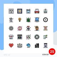 satz von 25 modernen ui symbolen symbole zeichen für baby fahrzeug web service zug editierbare vektor design elemente