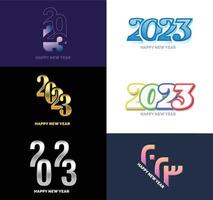 große reihe von 2023 frohes neues jahr logo text design 2023 zahlenentwurfsvorlage vektor