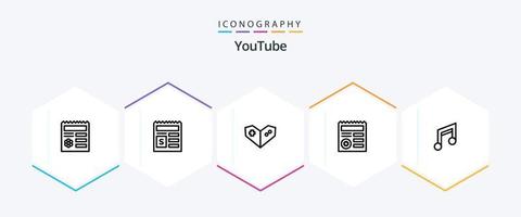 Youtube 25 linje ikon packa Inklusive design. app. gamepad. medicinsk. dokumentera vektor