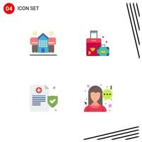 Stock Vector Icon Pack mit 4 Zeilenzeichen und Symbolen für Kultur, Gesundheit, Zuhause, Liebespolitik, editierbare Vektordesign-Elemente