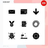 9 kreativ ikoner modern tecken och symboler av notera vinna tillbaka band ledare redigerbar vektor design element