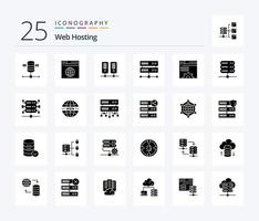 webb värd 25 fast glyf ikon packa Inklusive värd Centrum. data Centrum . server . data vektor