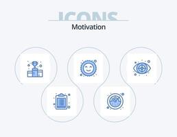 Motivation blau Icon Pack 5 Icon Design. Ziel. Auge. erster Platz. Verbrechen. Glück vektor