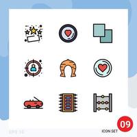 Stock Vector Icon Pack mit 9 Zeilenzeichen und Symbolen für bearbeitbare Vektordesign-Elemente für Fortune Goal Copy Target Manager