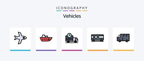 fordon linje fylld 5 ikon packa Inklusive . fartyg. lastbil. fart. fartyg. kreativ ikoner design vektor
