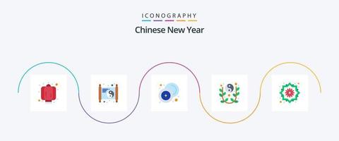 chinesisches neujahr flach 5 icon pack inklusive feiern. Jahr. Kasse. neu. Geld vektor