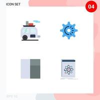uppsättning av 4 kommersiell platt ikoner packa för läger rutnät trailer redskap api redigerbar vektor design element