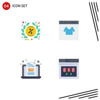Stock Vector Icon Pack mit 4 Zeilenzeichen und Symbolen für bearbeitbare Vektordesign-Elemente für Tag-Shopping-Label-Credit-Box