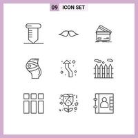uppsättning av 9 modern ui ikoner symboler tecken för graviditet bälte kreditkort handla finansiera redigerbar vektor design element