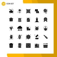 Stock Vector Icon Pack mit 25 Zeilenzeichen und Symbolen für Geografie-Chat-Globus-Laptop-Jobs editierbare Vektordesign-Elemente