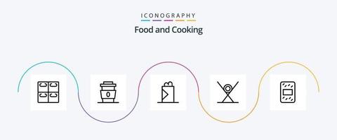 Food Line 5 Icon Pack inklusive Fugenmörtel. Sushi. Fastfood. Küche. Fastfood vektor
