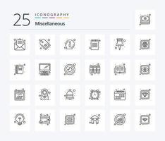 Sonstiges 25-Zeilen-Icon-Pack inklusive Pin. um. Notizblock. Buch vektor