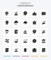 Kreativwirtschaft und Business 25 Glyph Solid Black Icon Pack wie online. Smartphone. Barrierefreiheit. Einkaufen. App vektor