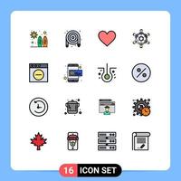 uppsättning av 16 modern ui ikoner symboler tecken för app spel hjärta spel samarbete redigerbar kreativ vektor design element