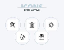 Brasilien Karneval Linie Icon Pack 5 Icon Design. Brasilien. Zyklus. Sport. Rad. Karneval vektor