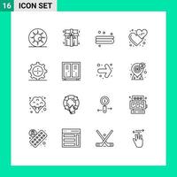 16 universell översikt tecken symboler av grej kärlek hjärtan rena kärlek emojis redigerbar vektor design element