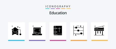 Bildung Glyphe 5 Icon Pack inklusive Taschenrechner. Abakus. Laptop. beten. Kirche. kreatives Symboldesign vektor