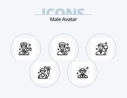 männlicher Avatar-Linien-Icon-Pack 5 Icon-Design. Golf. Mikrofon. Athlet. Mikrofon. Spieler vektor