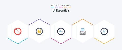 ui Essentials 25 Flat Icon Pack inklusive Umschlag. Kommunikation. Kuchen. links. Kreis vektor