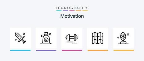 Motivationslinie 5 Icon Pack inklusive Motivation. Pflege. Motivation. gebaut. Motivation. kreatives Symboldesign vektor