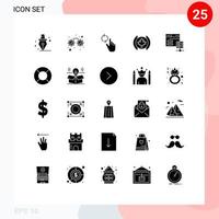 Gruppe von 25 modernen soliden Glyphen für Float-Server-Aktualisierung Netzwerkserver-Baum editierbare Vektordesign-Elemente vektor