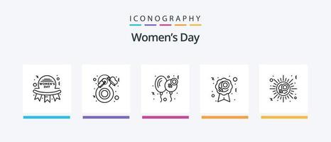 Womens Day Line 5 Icon Pack inklusive Kalender. Symbol. Blume. einladen. Tag. kreatives Symboldesign vektor