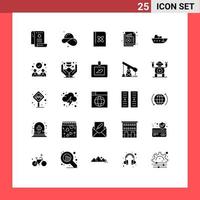 Stock Vector Icon Pack mit 25 Zeilen Zeichen und Symbolen zur Überwachung der Analyse Strohhut Dokument Physik editierbare Vektordesign-Elemente