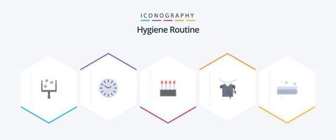 Hygieneroutine 25 Flat Icon Pack inklusive. Handtuch. Kosmetik. Reinigung. hängend vektor