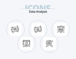 Datenanalyse-Line-Icon-Pack 5 Icon-Design. Geschäft. Benutzer. Graph. Fokus. Datenbank vektor