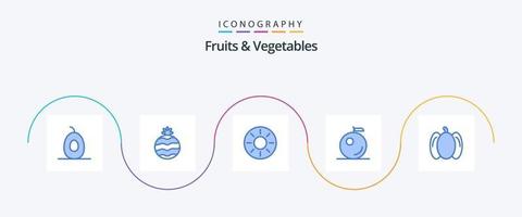 Obst und Gemüse blau 5 Icon Pack inklusive. Kiwi. Gemüse. Essen vektor