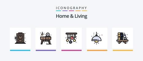 Home and Living Line gefüllt 5 Icon Pack inklusive Home. Leben. heim. heim. Schreibtisch. kreatives Symboldesign vektor