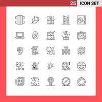 Aktienvektor-Icon-Pack mit 25 Zeilenzeichen und Symbolen für Disk-Musik lieben genetischen Code editierbare Vektordesign-Elemente vektor