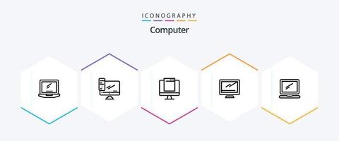 Computer-Icon-Paket mit 25 Zeilen einschließlich Monitor. Pop-up. Gerät. imac. Monitor vektor