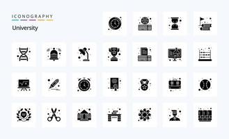 25 solides Glyphen-Icon-Pack der Universität vektor